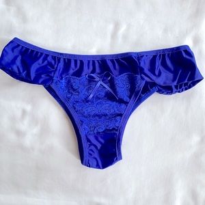 NWT Brazilian Style 🔥 Thong Lace Lycra Royal Blue Medium